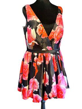 Glamour by Terani Couture Floral Bubble Skirt Mini Dress